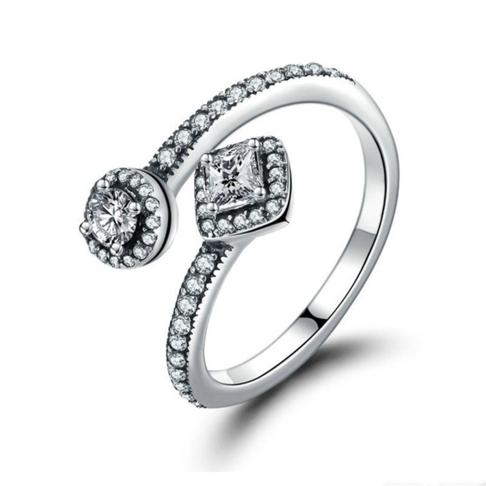 ⚡  925 Silver Plated Crystal, Clear CZ Open Finger Ring, FB16FA1142